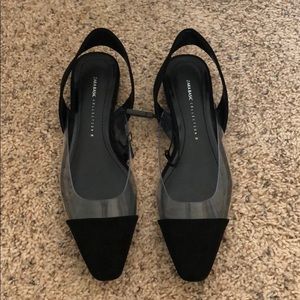 New Zara Low Slingback Flats With Clear Vinyl